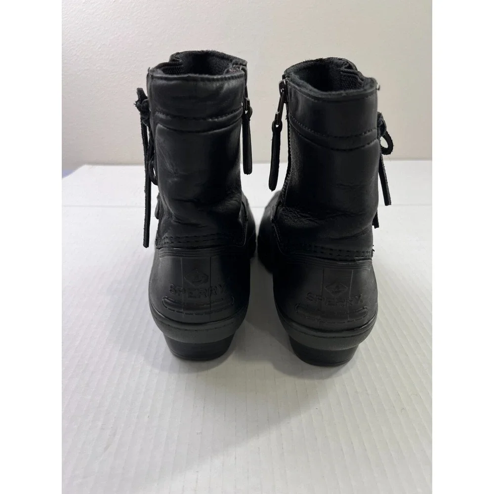 Sperry Top-Sider Womens 8M Black Saltwater Wedge Tide Quilted‎ Rain Boot Casual